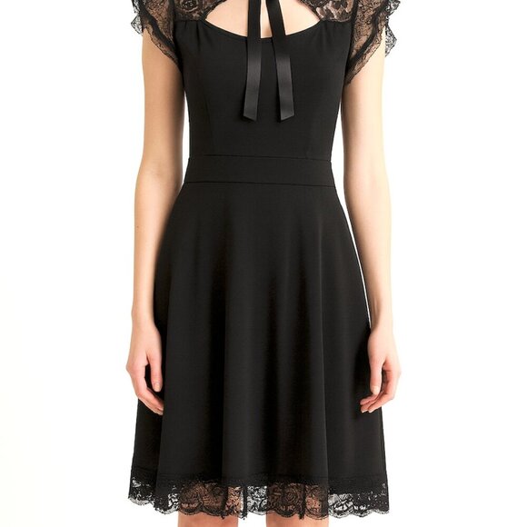 SOLD SOLD SOLD Gothic Whimsigoth Black Lace Dress with keyhole Neck Bow - Picture 12 of 12